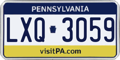 PA license plate LXQ3059