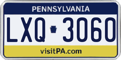 PA license plate LXQ3060