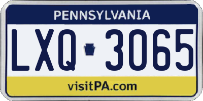 PA license plate LXQ3065