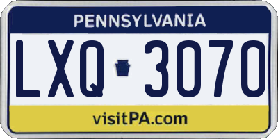 PA license plate LXQ3070