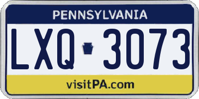 PA license plate LXQ3073