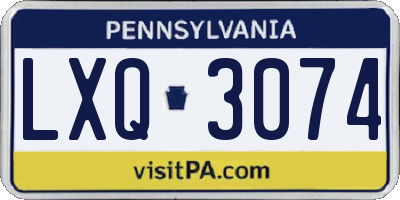 PA license plate LXQ3074
