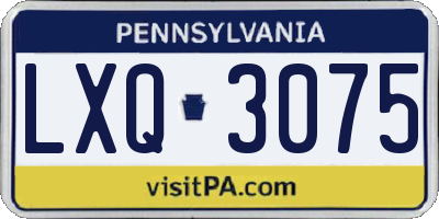 PA license plate LXQ3075