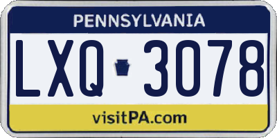 PA license plate LXQ3078