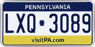 PA license plate LXQ3089