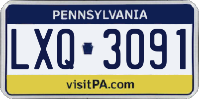 PA license plate LXQ3091