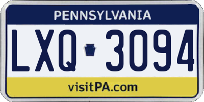 PA license plate LXQ3094