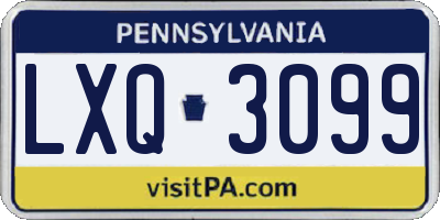 PA license plate LXQ3099