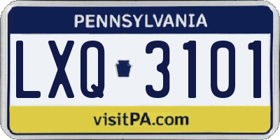 PA license plate LXQ3101