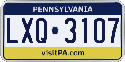 PA license plate LXQ3107