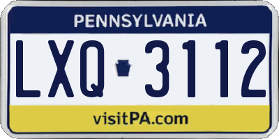 PA license plate LXQ3112