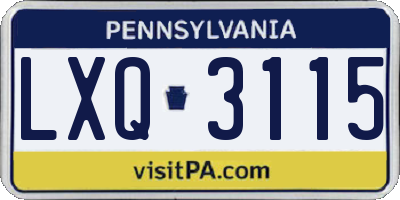 PA license plate LXQ3115