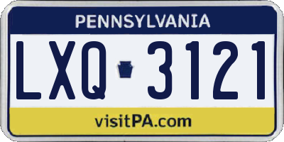 PA license plate LXQ3121