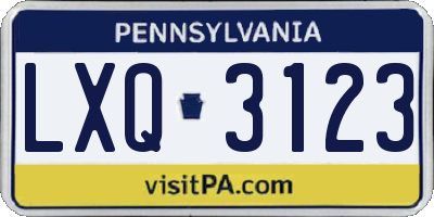 PA license plate LXQ3123