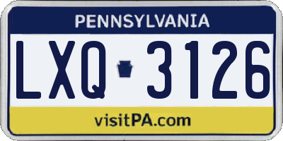 PA license plate LXQ3126