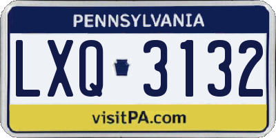 PA license plate LXQ3132