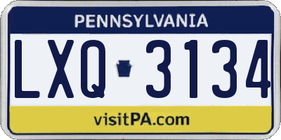 PA license plate LXQ3134