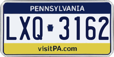 PA license plate LXQ3162