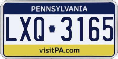 PA license plate LXQ3165