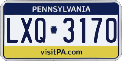 PA license plate LXQ3170