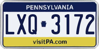 PA license plate LXQ3172
