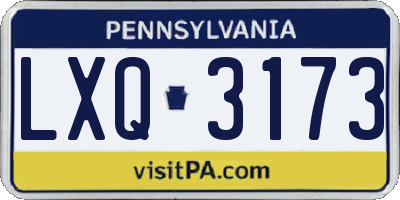 PA license plate LXQ3173