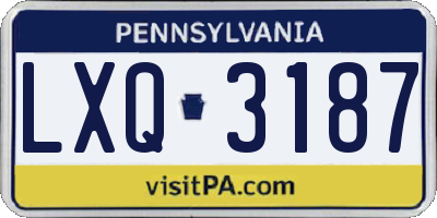 PA license plate LXQ3187