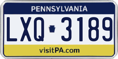PA license plate LXQ3189