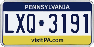 PA license plate LXQ3191
