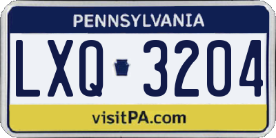 PA license plate LXQ3204