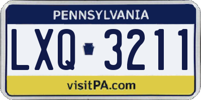 PA license plate LXQ3211