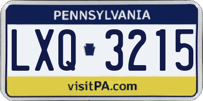 PA license plate LXQ3215