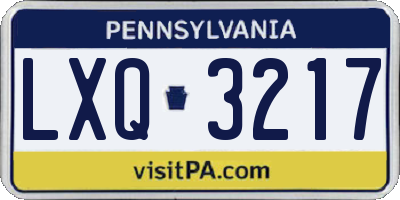 PA license plate LXQ3217
