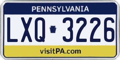 PA license plate LXQ3226