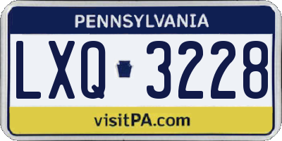 PA license plate LXQ3228