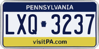 PA license plate LXQ3237