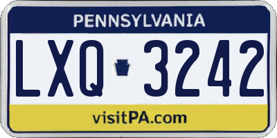 PA license plate LXQ3242