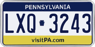 PA license plate LXQ3243