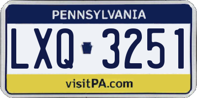 PA license plate LXQ3251