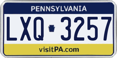 PA license plate LXQ3257