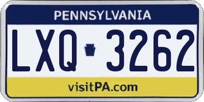 PA license plate LXQ3262