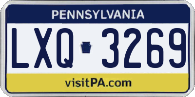 PA license plate LXQ3269