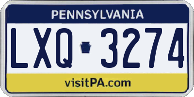 PA license plate LXQ3274