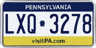 PA license plate LXQ3278