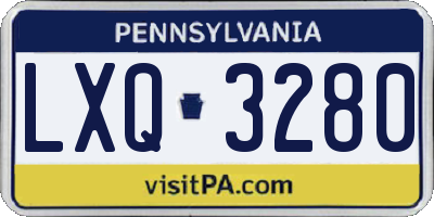 PA license plate LXQ3280
