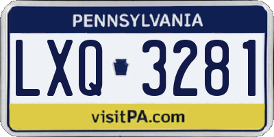PA license plate LXQ3281