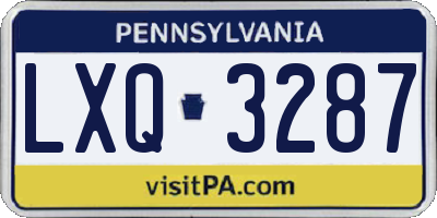 PA license plate LXQ3287