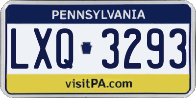 PA license plate LXQ3293