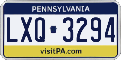 PA license plate LXQ3294
