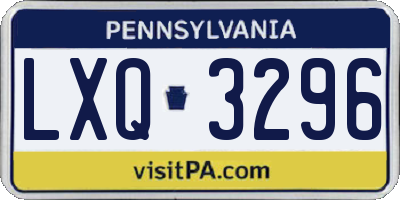 PA license plate LXQ3296